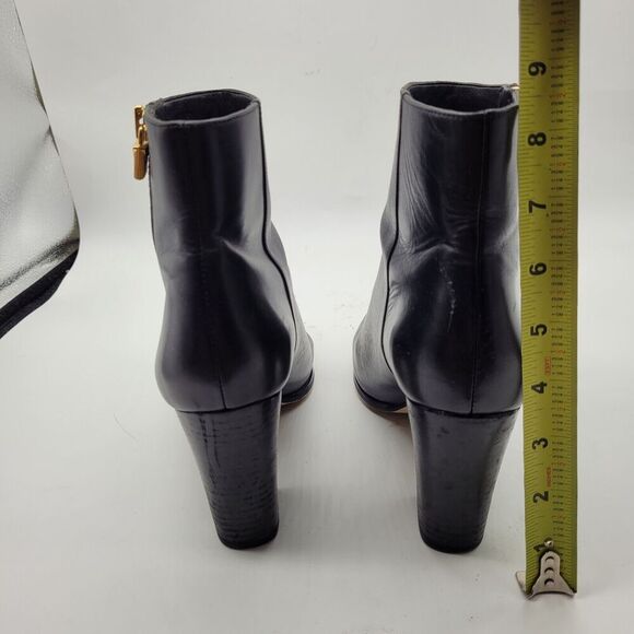 Michael Kors Boots Womens 8.5 Casual Side Zip Ankle Bootie Black Leather Heels - Picture 6 of 11